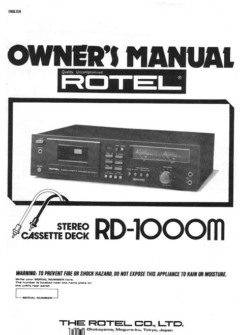Rotel RD-1000M Manual pdf